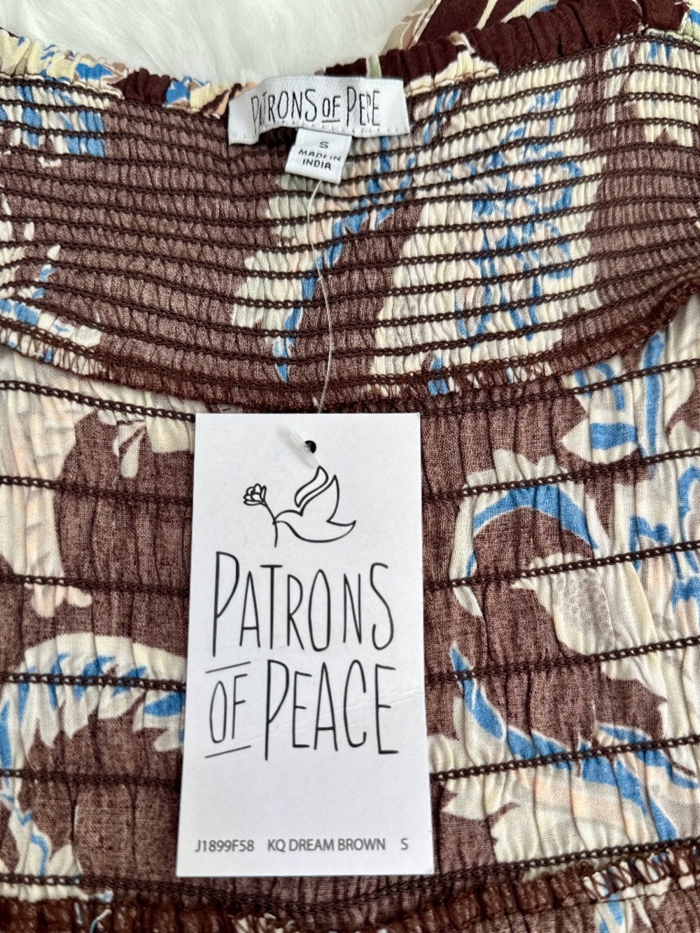🤎 Patrons of Peace Floral Smocked Wide-Leg Jumpsuit – Dream Brown – Size Small - Picture 11 of 11